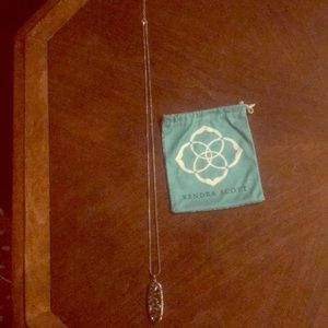 Kendra Scott Long Silver Necklace w/Dark Stone